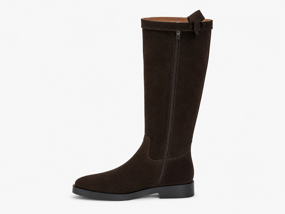 Suède Look Riding Boots – Dark Brown