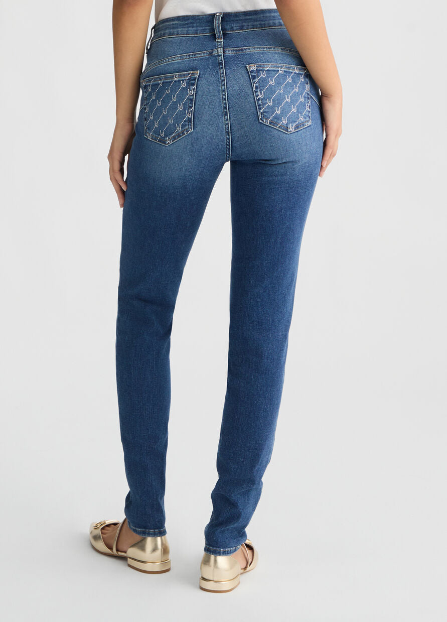 Liu Jo Divine Skinny Jeans Studs Pockets Dark