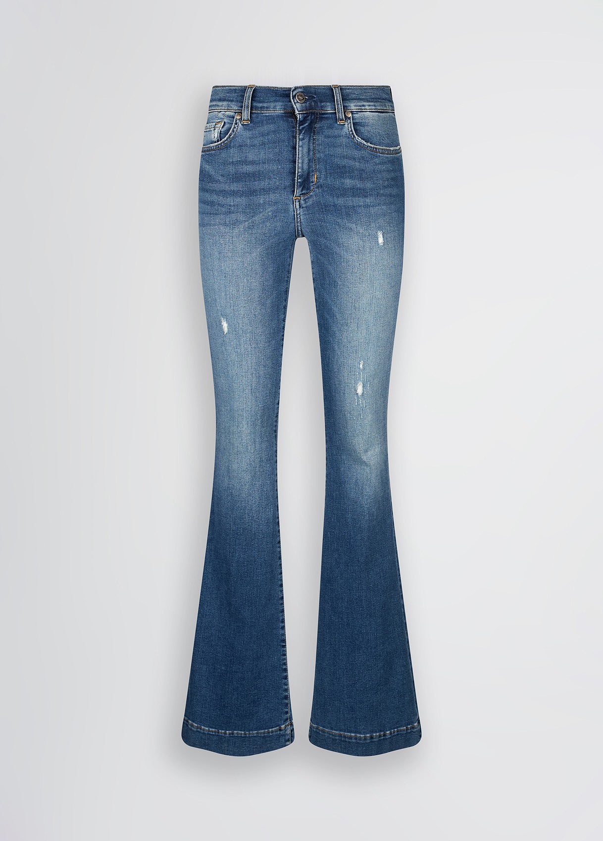Liu Jo Blue Bell-Bottom Jeans Rhinestones Dark Denim