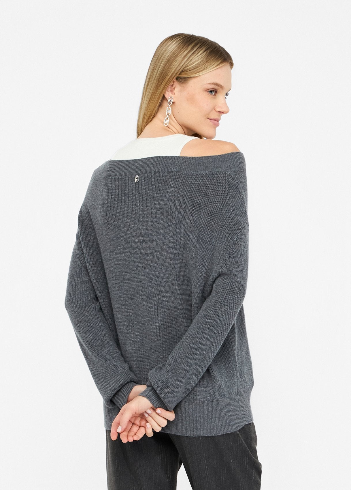 Liu Jo Sweater met Bejewelled Tanktop Grijs