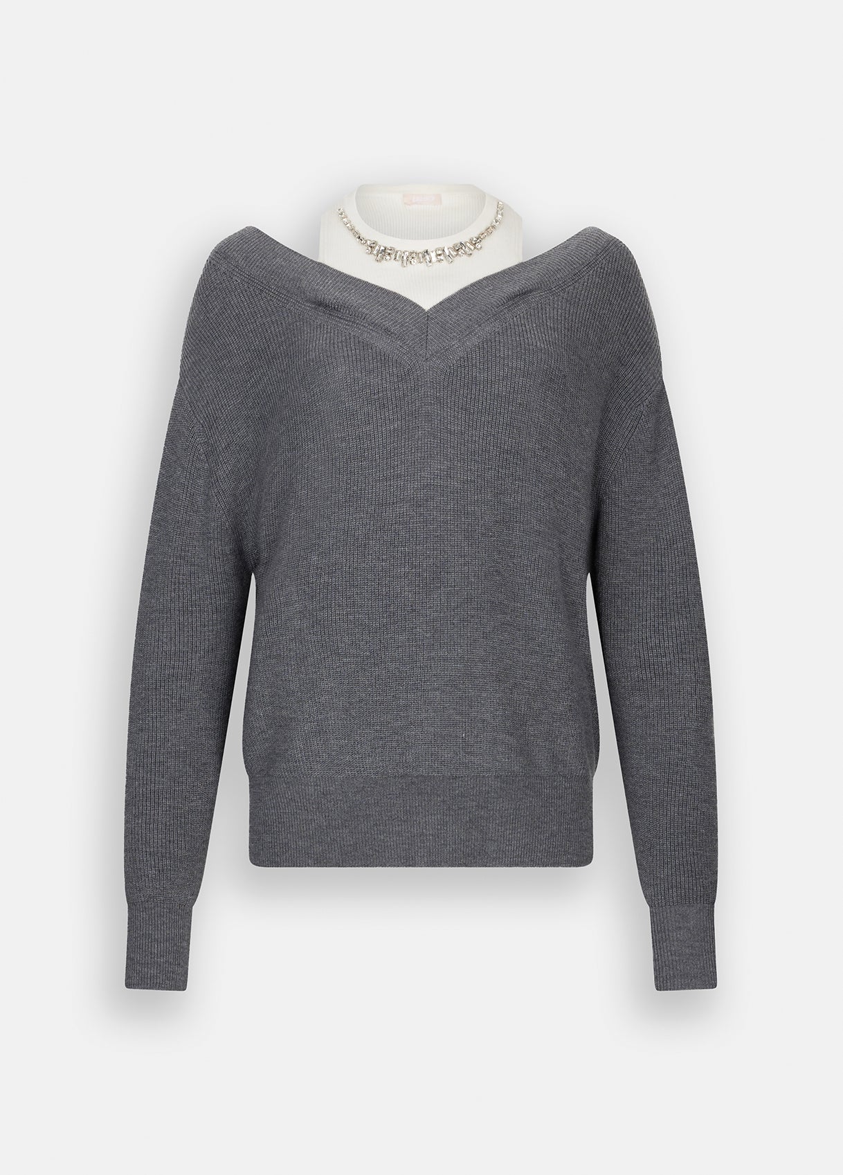 Liu Jo Sweater met Bejewelled Tanktop Grijs