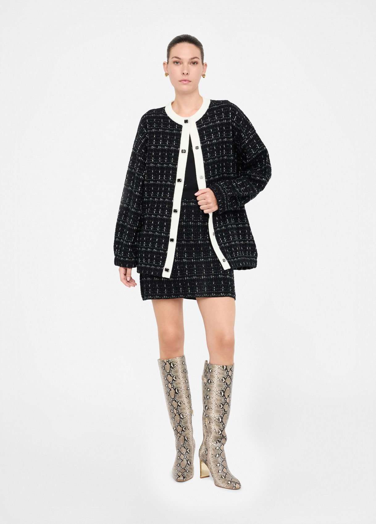 Liu Jo Lange Knitted Cardigan in Tweed Look