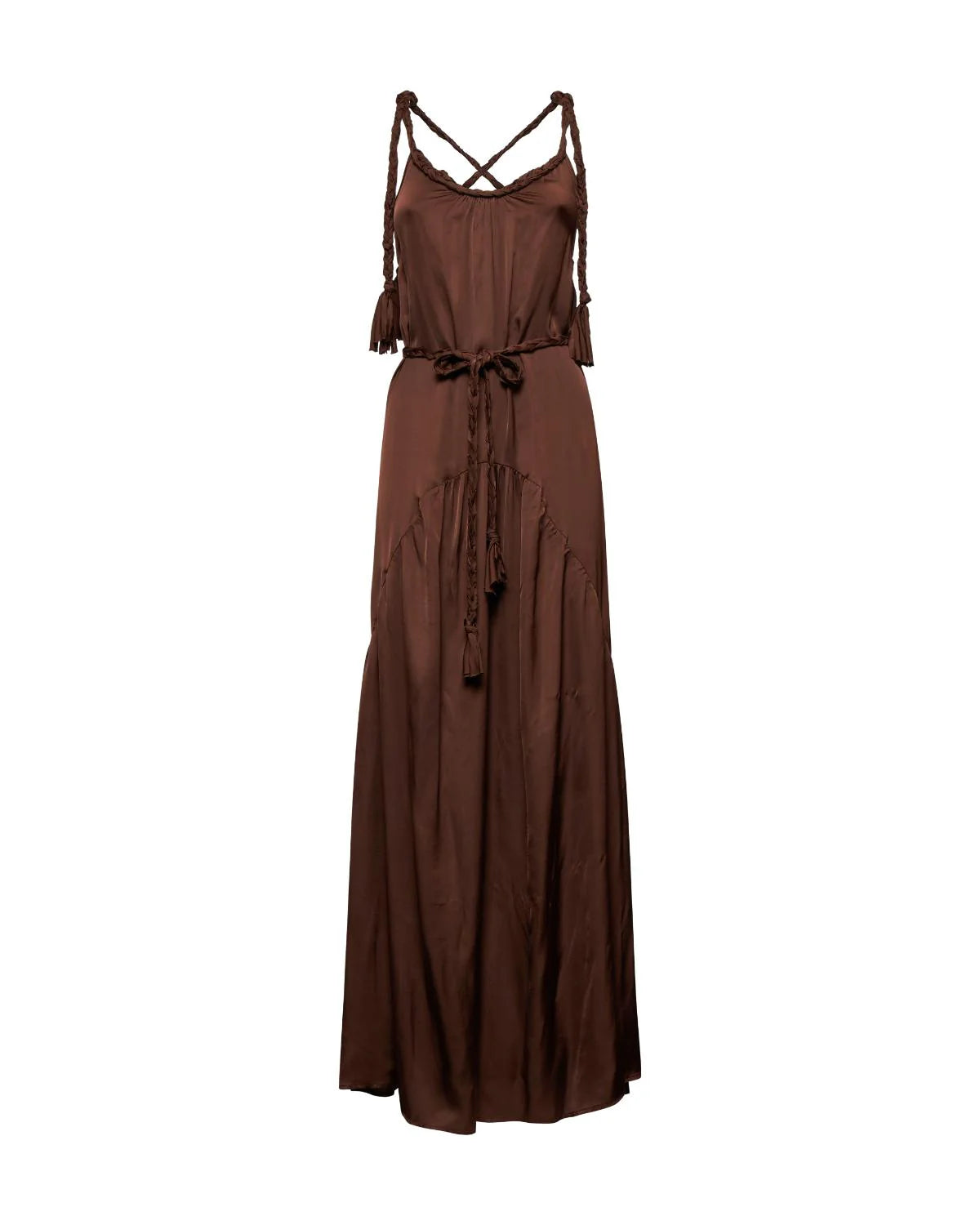 Silvian Heach Bruine Satijnen Maxi Dress