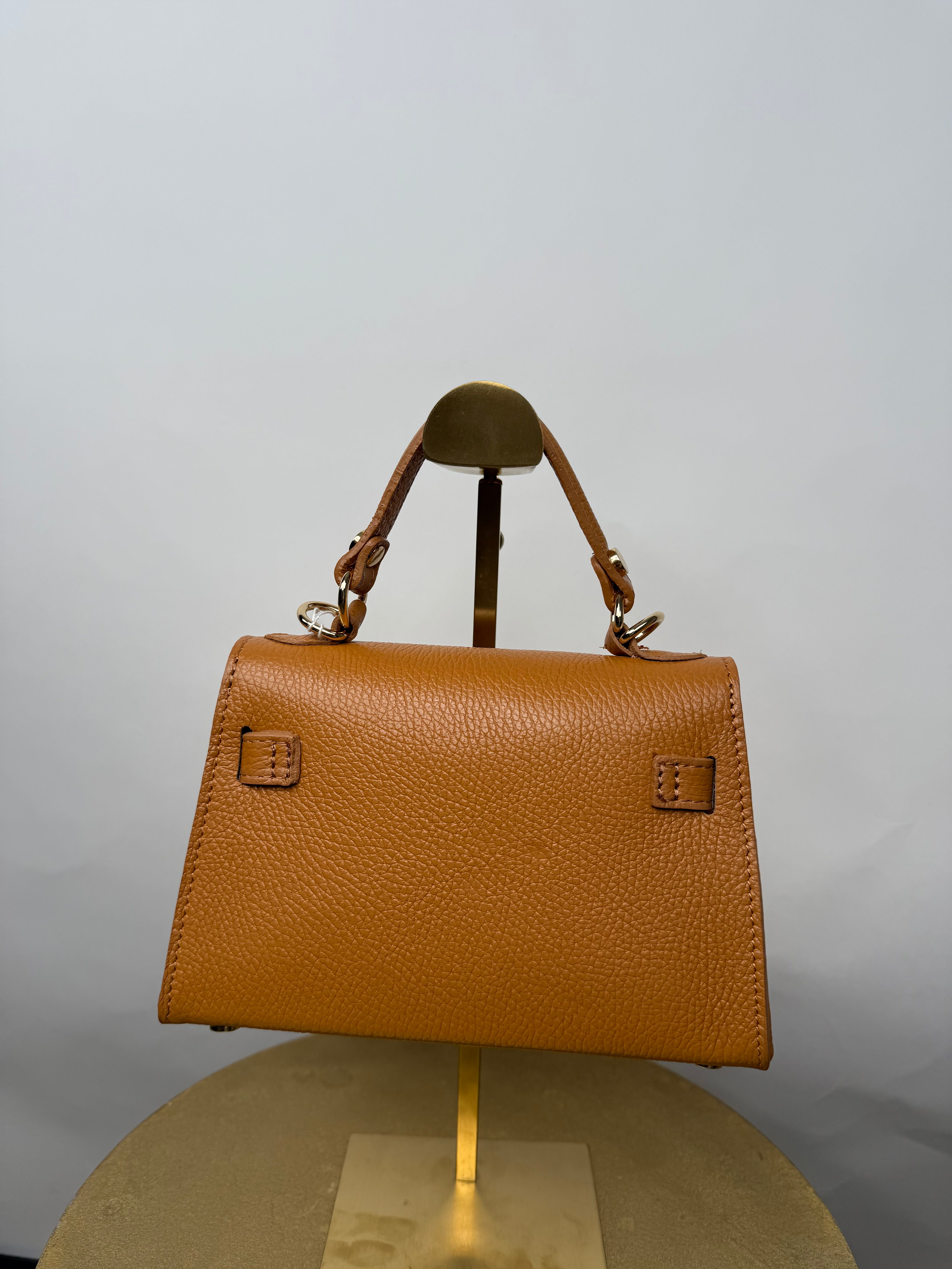 Noelle Mini Leather Handbag Cognac