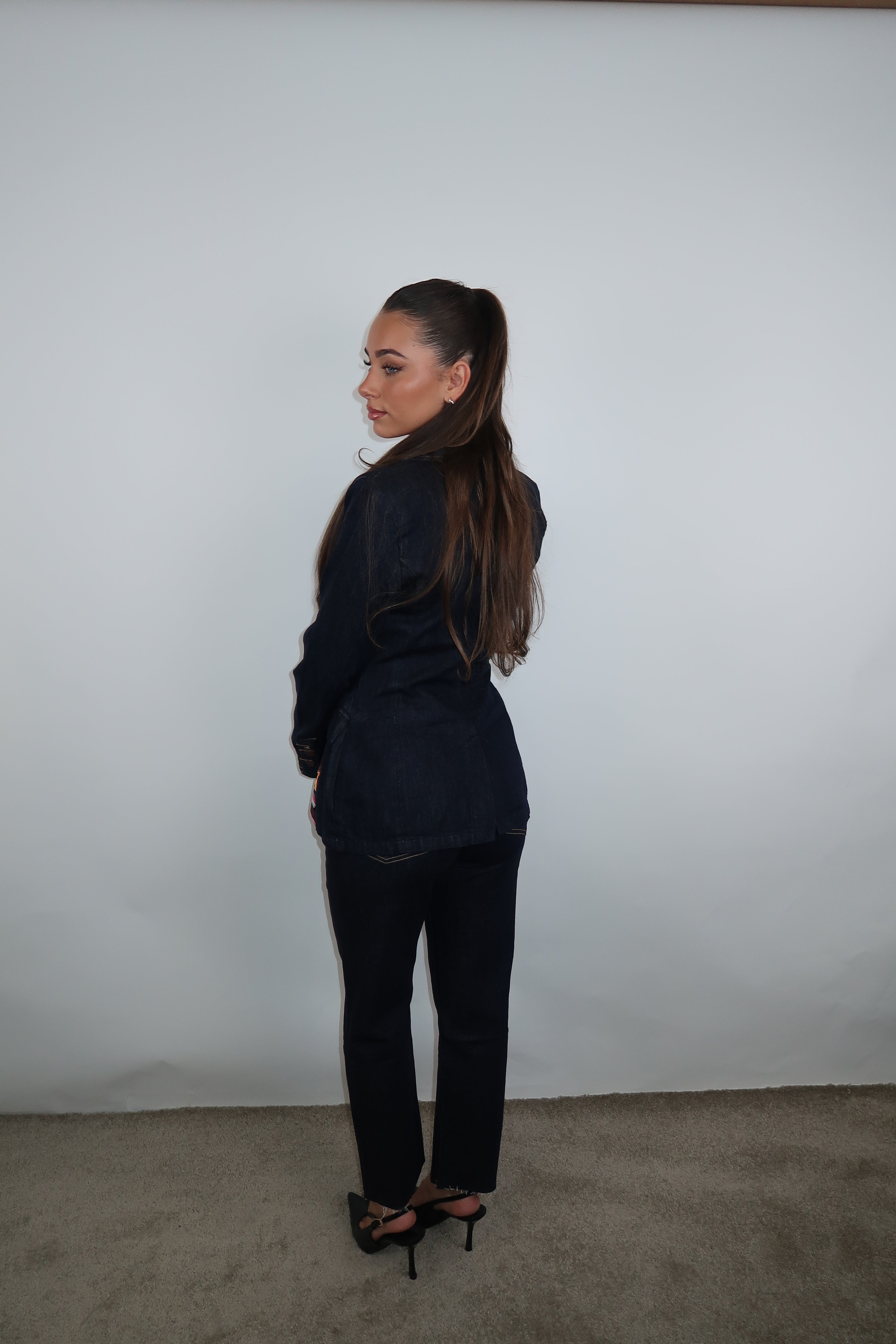Queen Hearts Denim Getailleerde Blazer