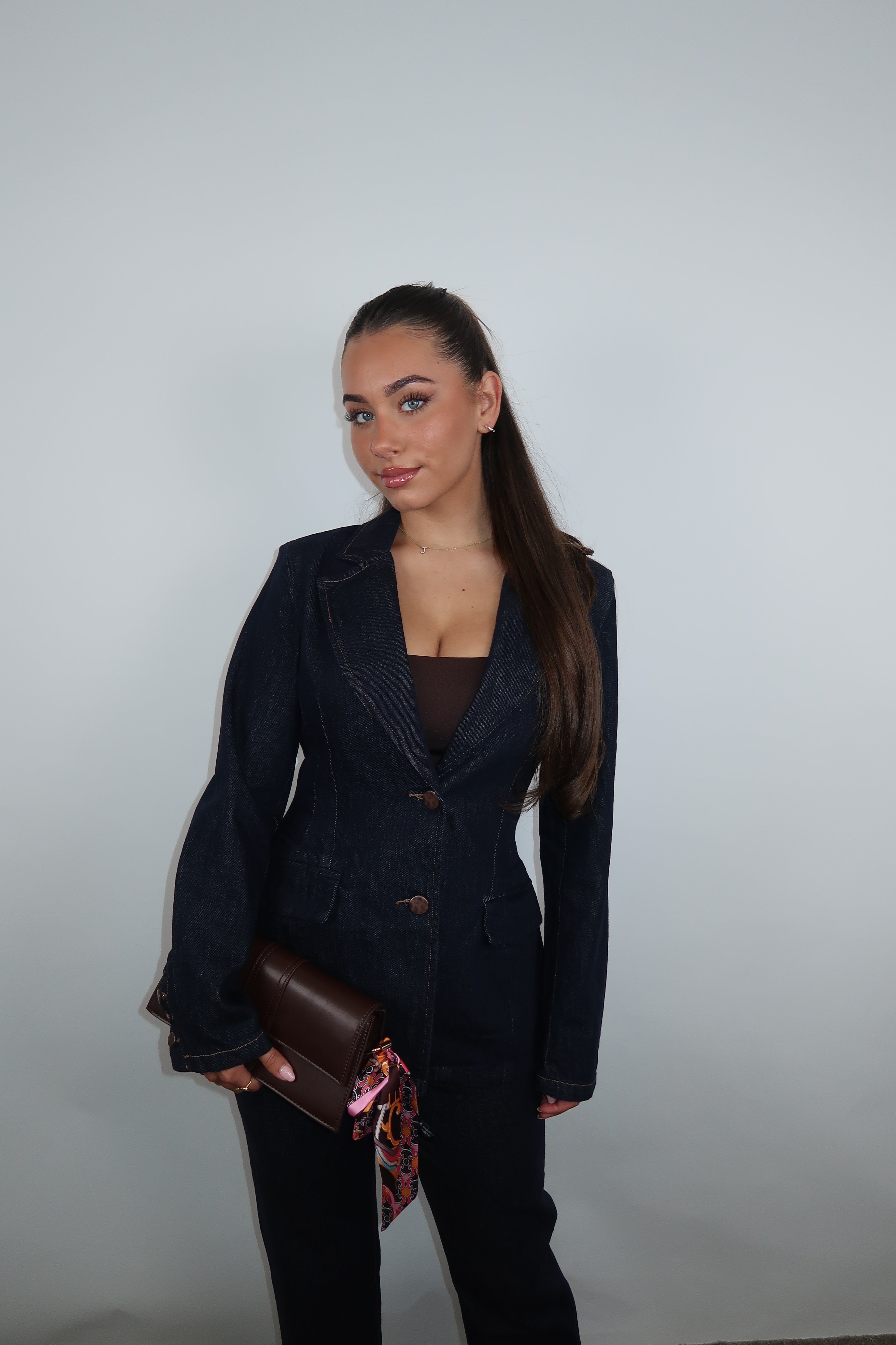 Queen Hearts Denim Getailleerde Blazer