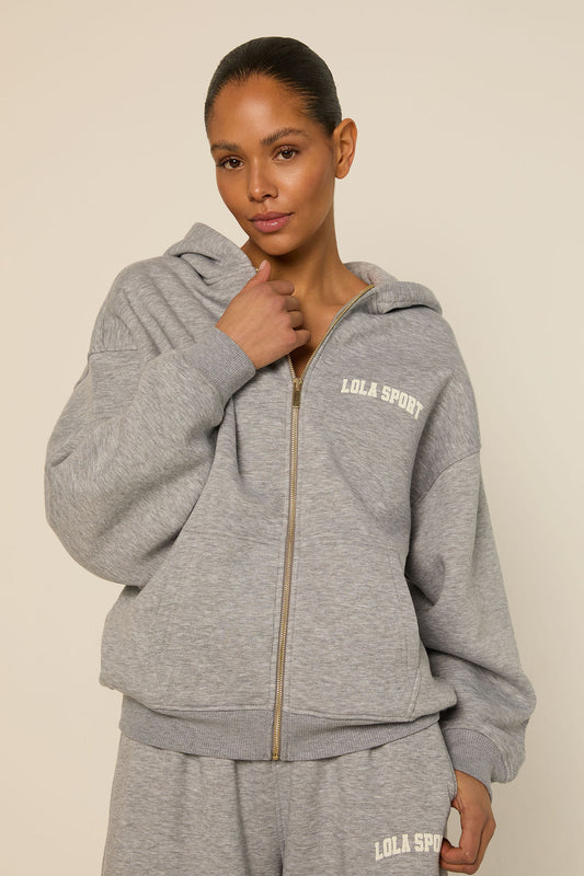 The Lola Club Stella Zip Hoodie Grey Melange