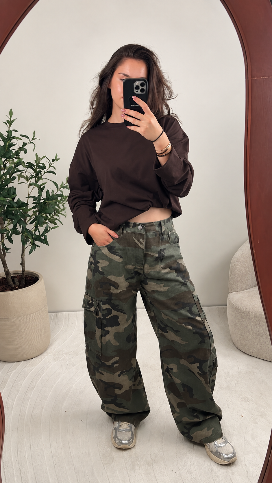 Army Print Barrel Jeans