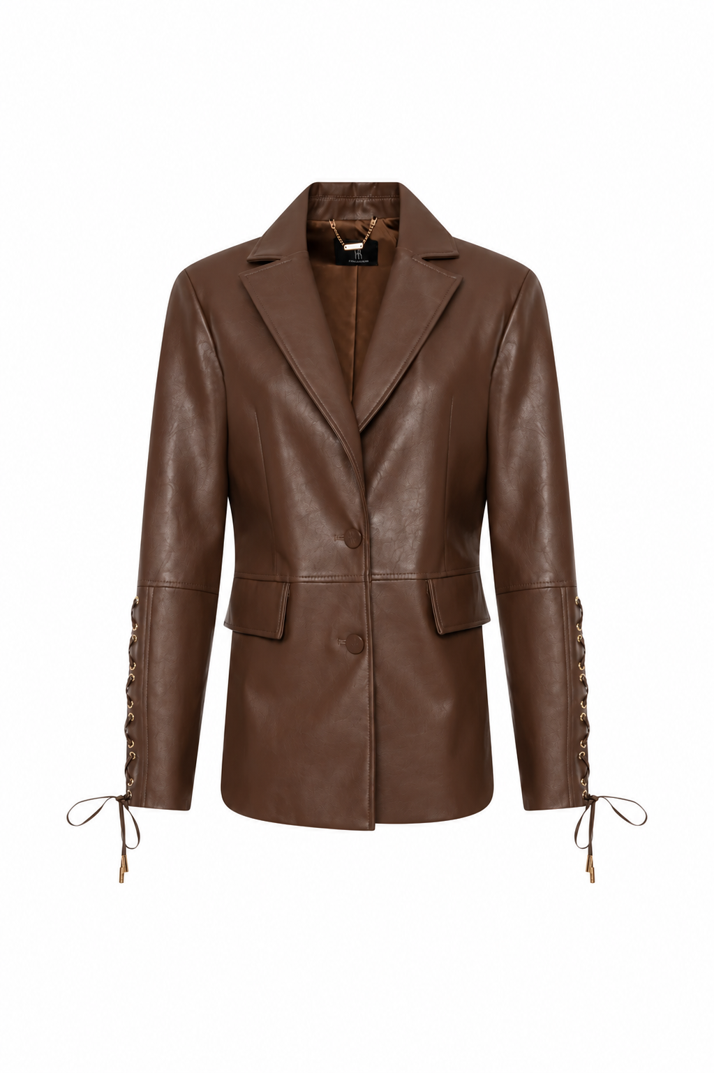 Fracomina Faux Leather Blazer Bruin