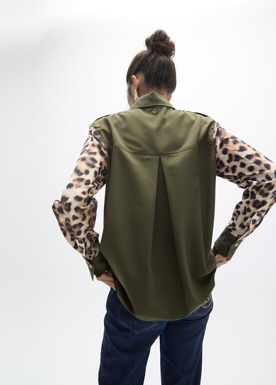Lola Casademunt Khaki en Leopard Print Blouse