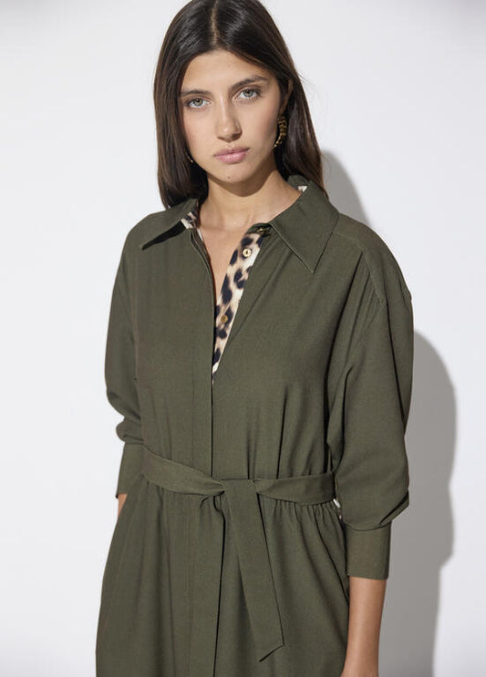 Lola Casademunt Khaki en Leopard Print Dress