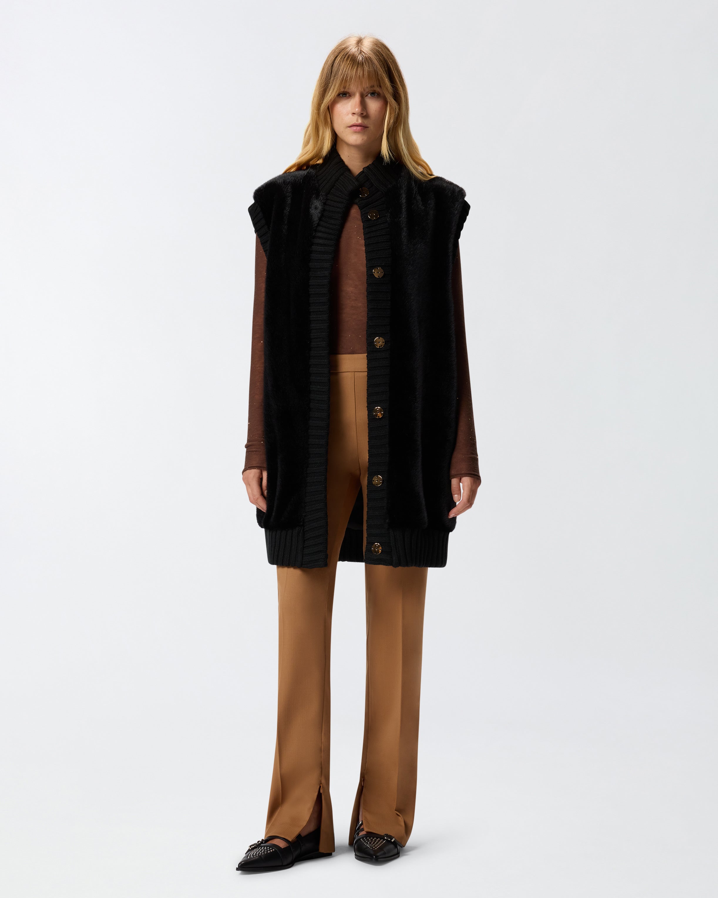 Pinko Long Faux Fur Gilet