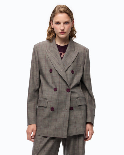 Pinko Geruite Blazer NIEUW GUINEA Beige/Bordeaux