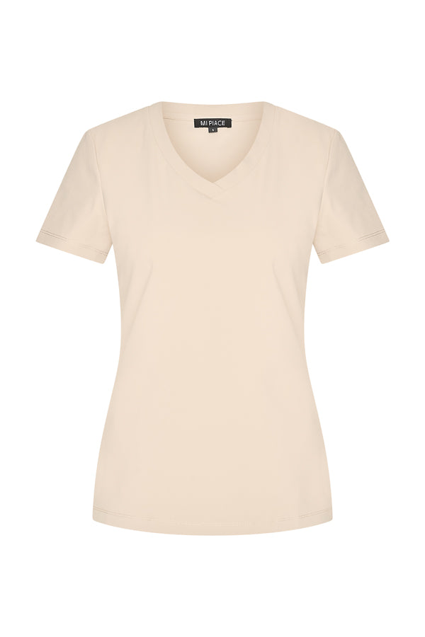 Mi Piace T-shirt V-hals Beige