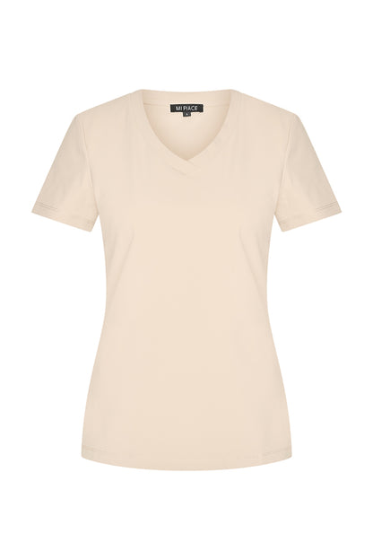 Mi Piace T-shirt V-hals Beige