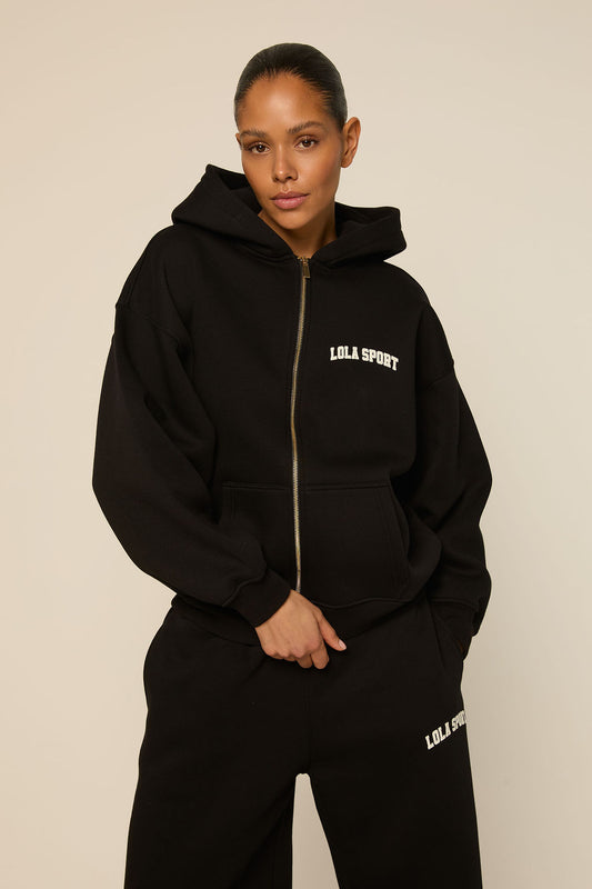 The Lola Club Stella Zip Hoodie Black