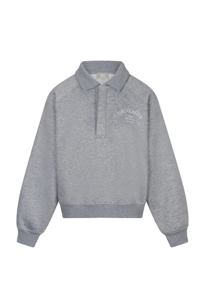 The Lola Club Ebony Polo Sweater | Grey Melange