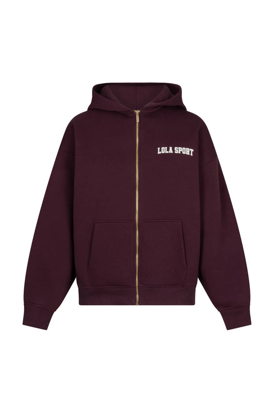 The Lola Club Stella Zip Hoodie Mulberry Wine