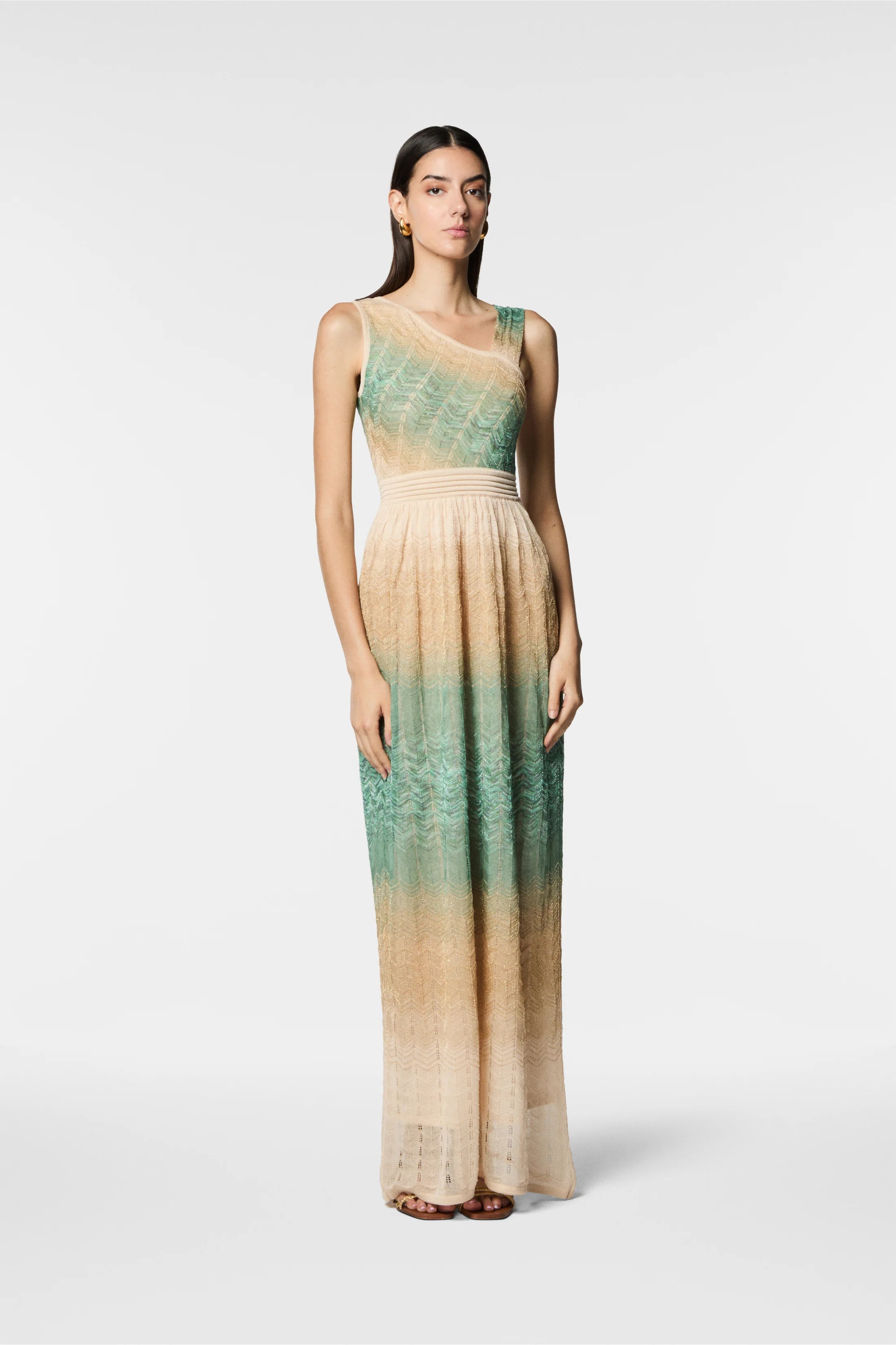 Nenette Takos Golden Aqua Maxi Dress