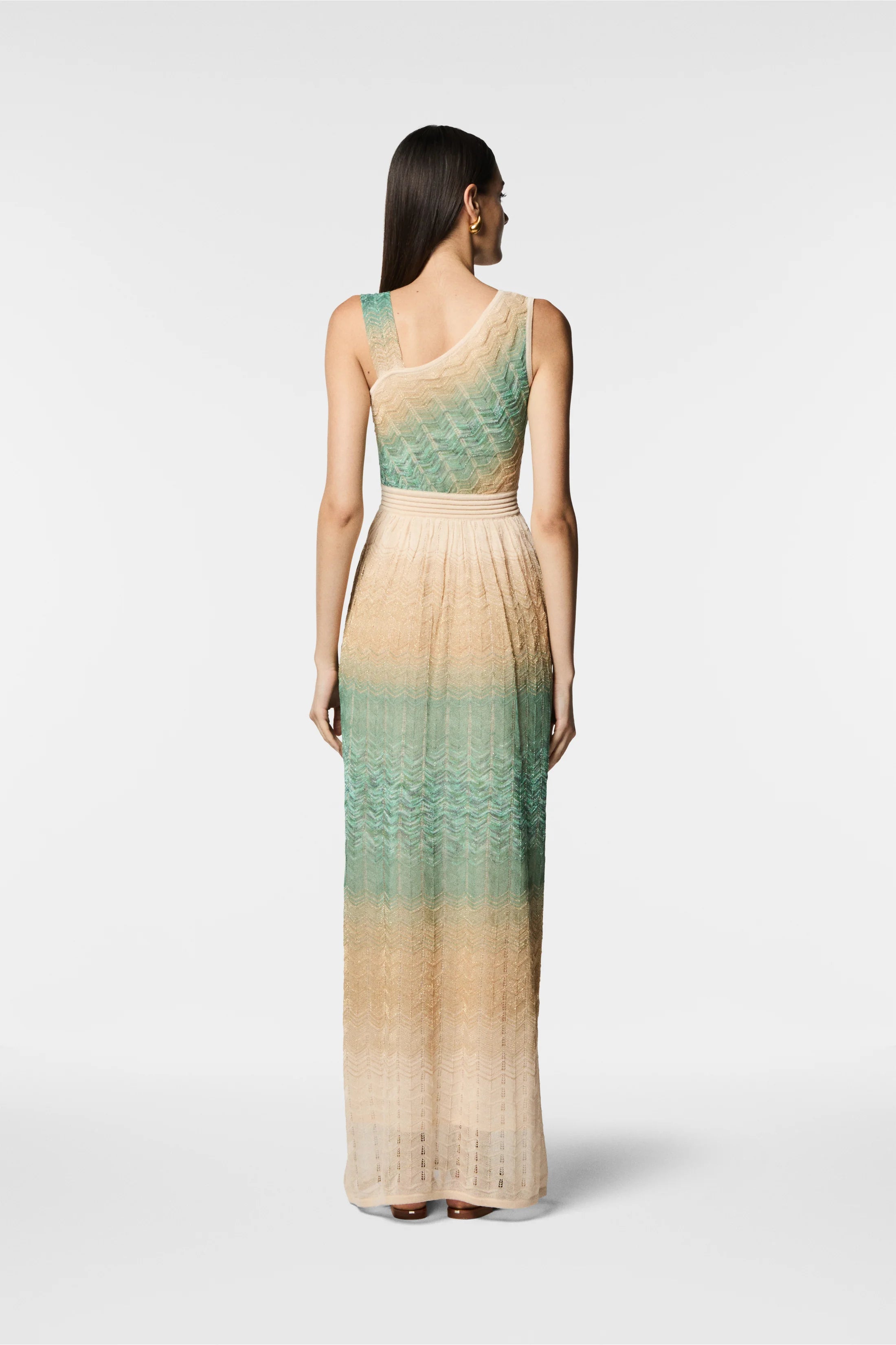 Nenette Takos Golden Aqua Maxi Dress