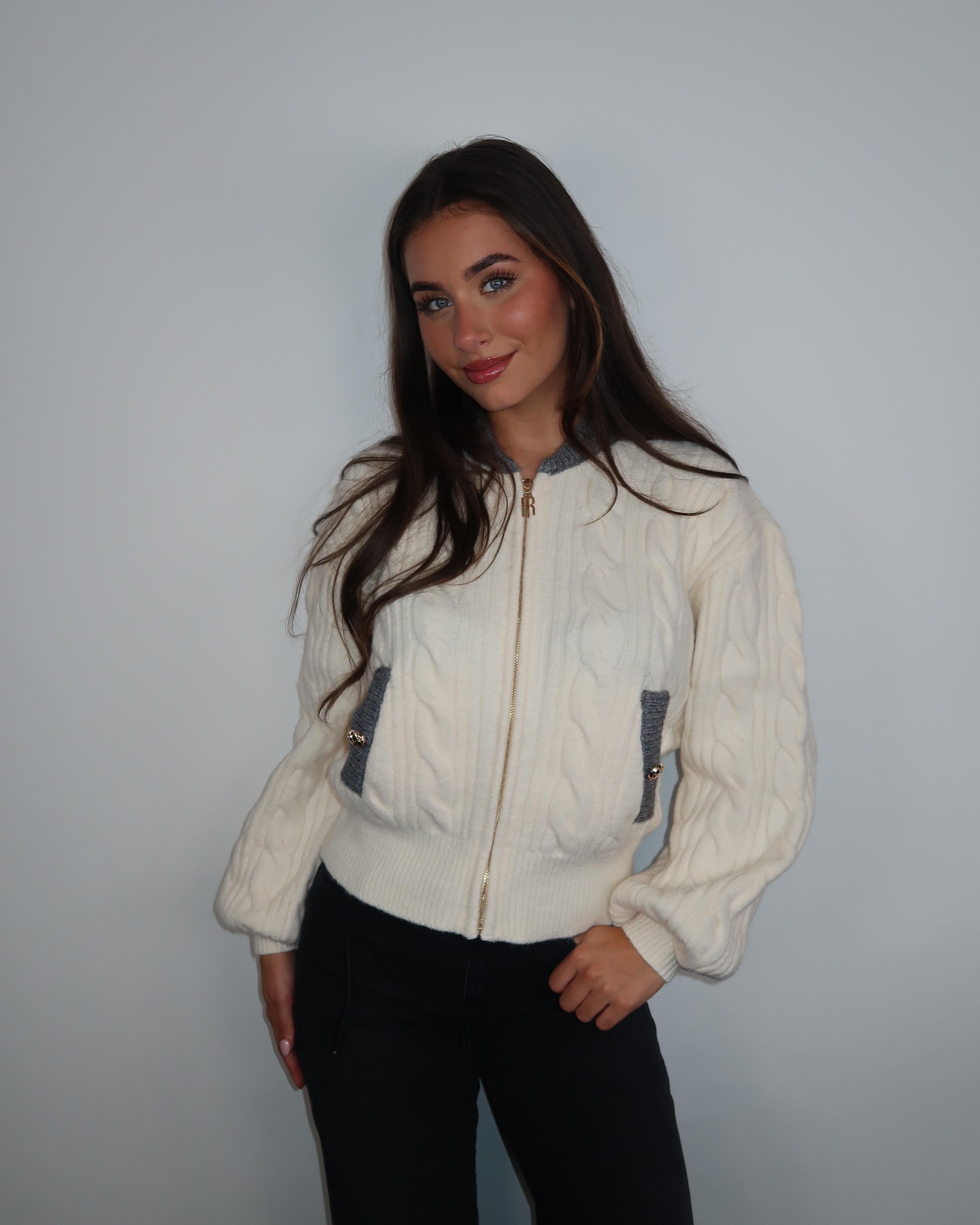 Fracomina Knitted Bomber Vest Creme