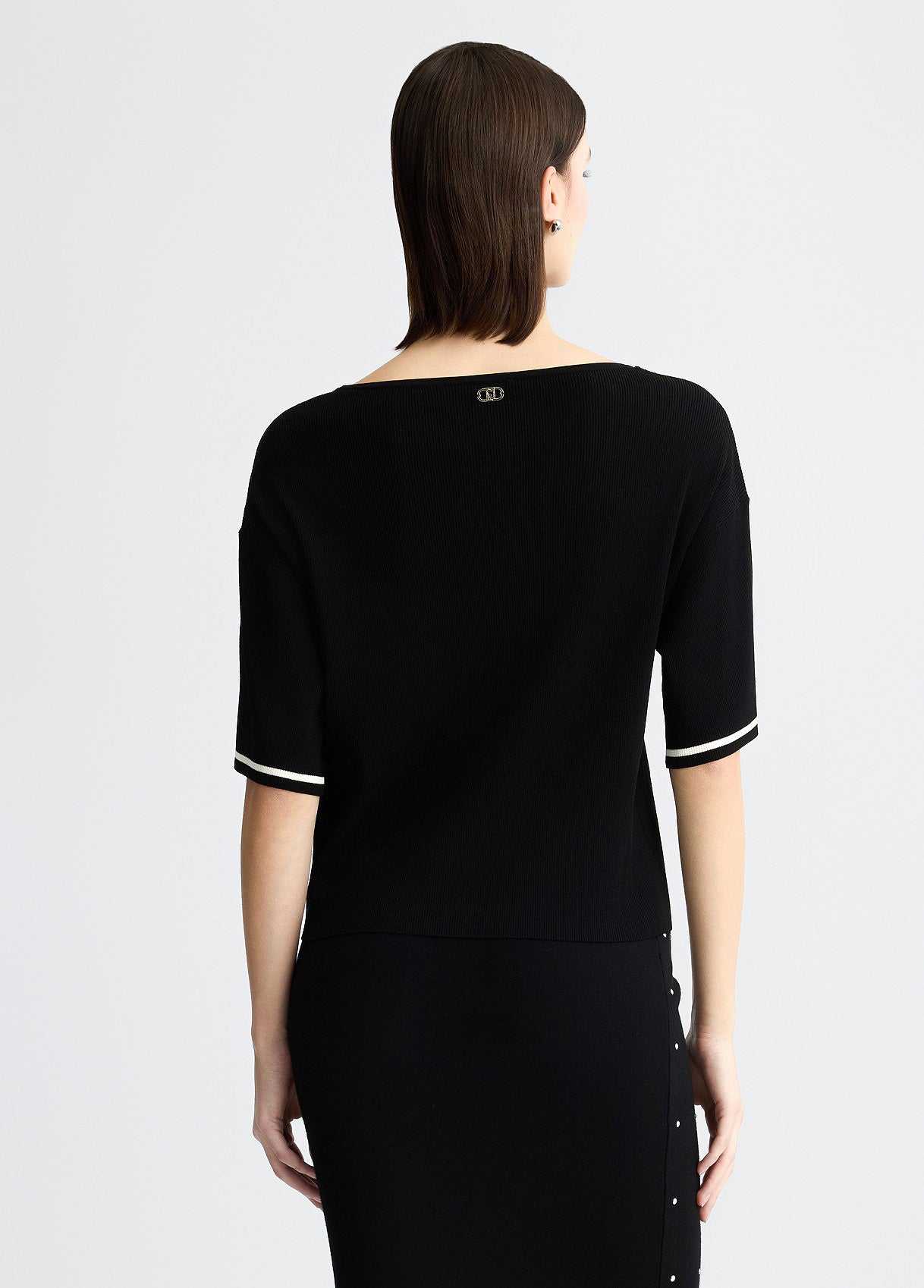 Liu Jo Zwarte Knitted Top met Mesh Details