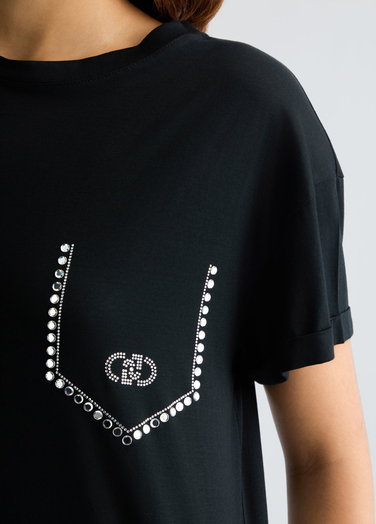 Liu Jo Black T-Shirt Zakje Strass