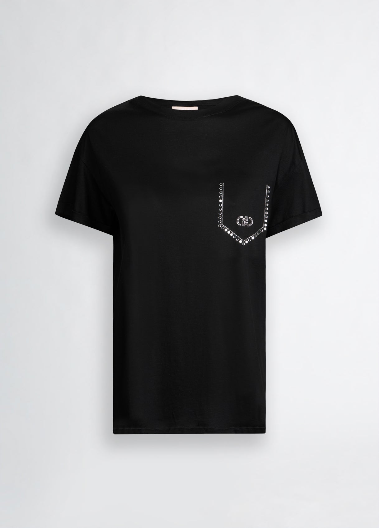 Liu Jo Black T-Shirt Zakje Strass