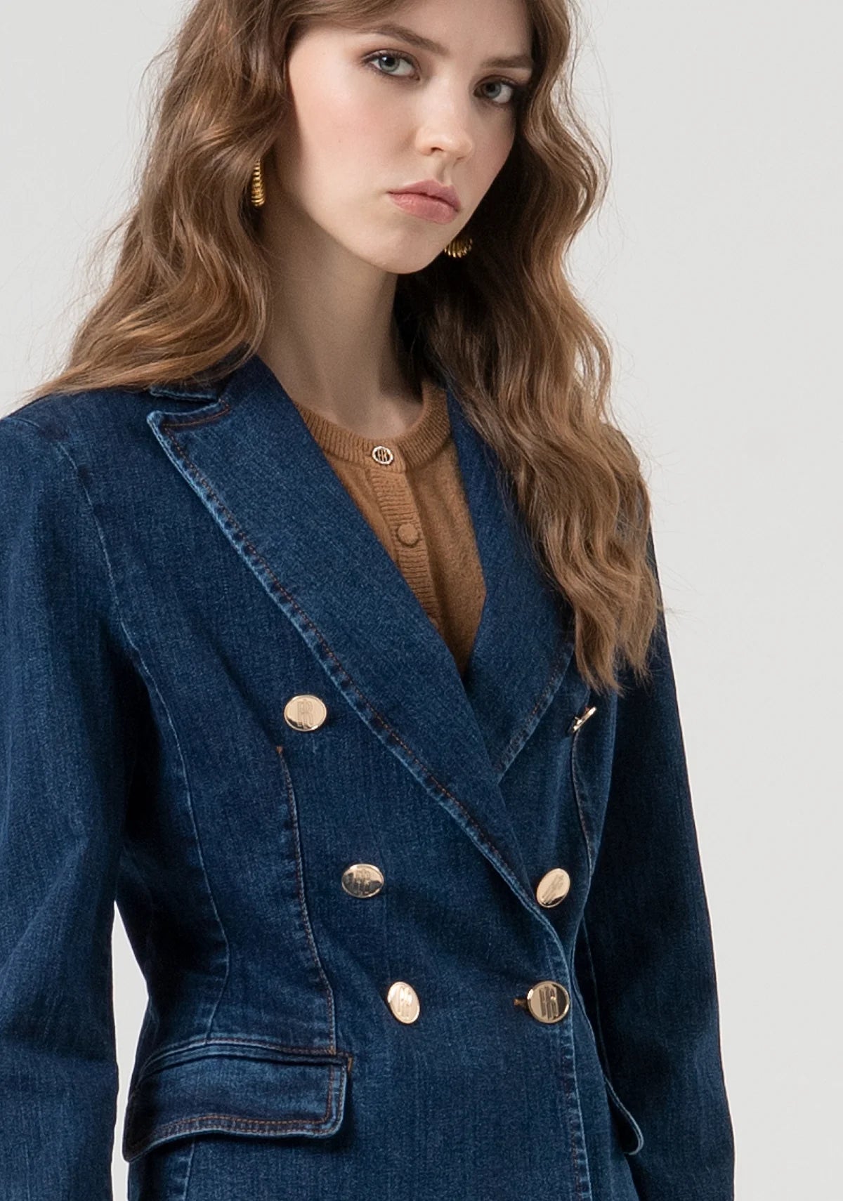 Fracomina Denim Blazer Golden Buttons