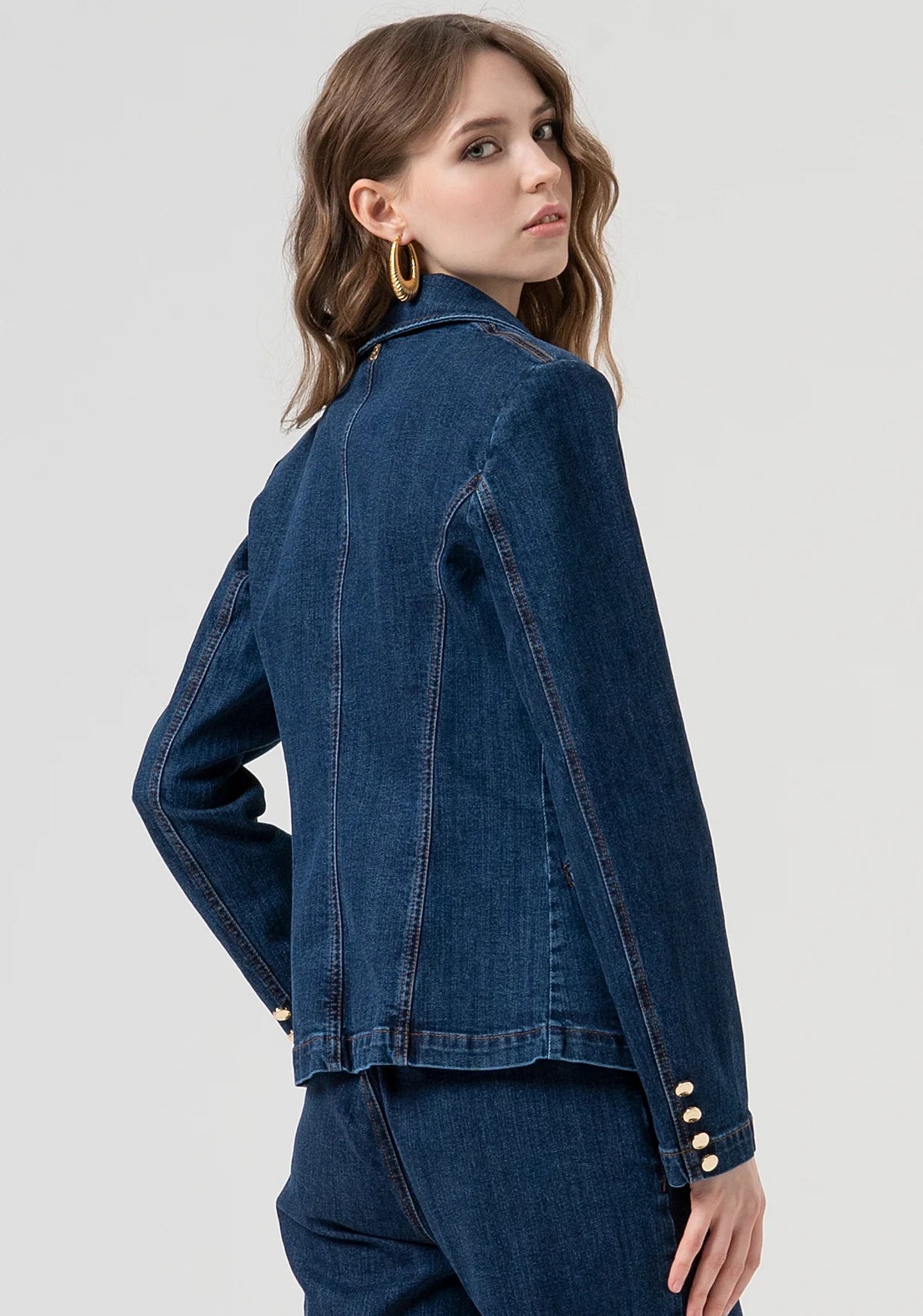 Fracomina Denim Blazer Golden Buttons