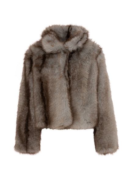 Fracomina Cropped Faux Fur Jacket