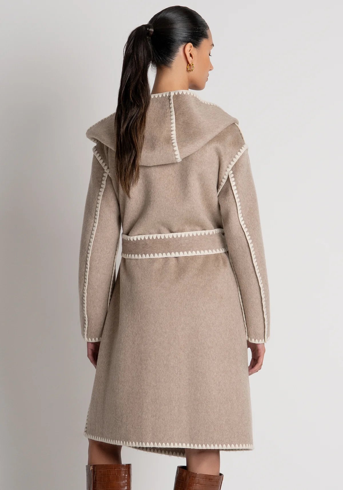 Fracomina Long Wool Coat met Capuchon