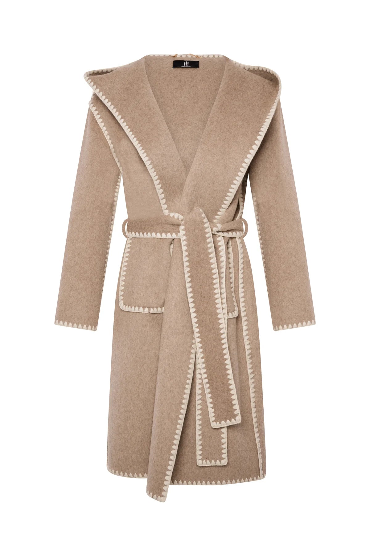 Fracomina Long Wool Coat met Capuchon
