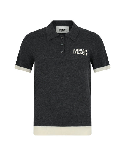 Silvian Heach Knitted Polo Antraciet