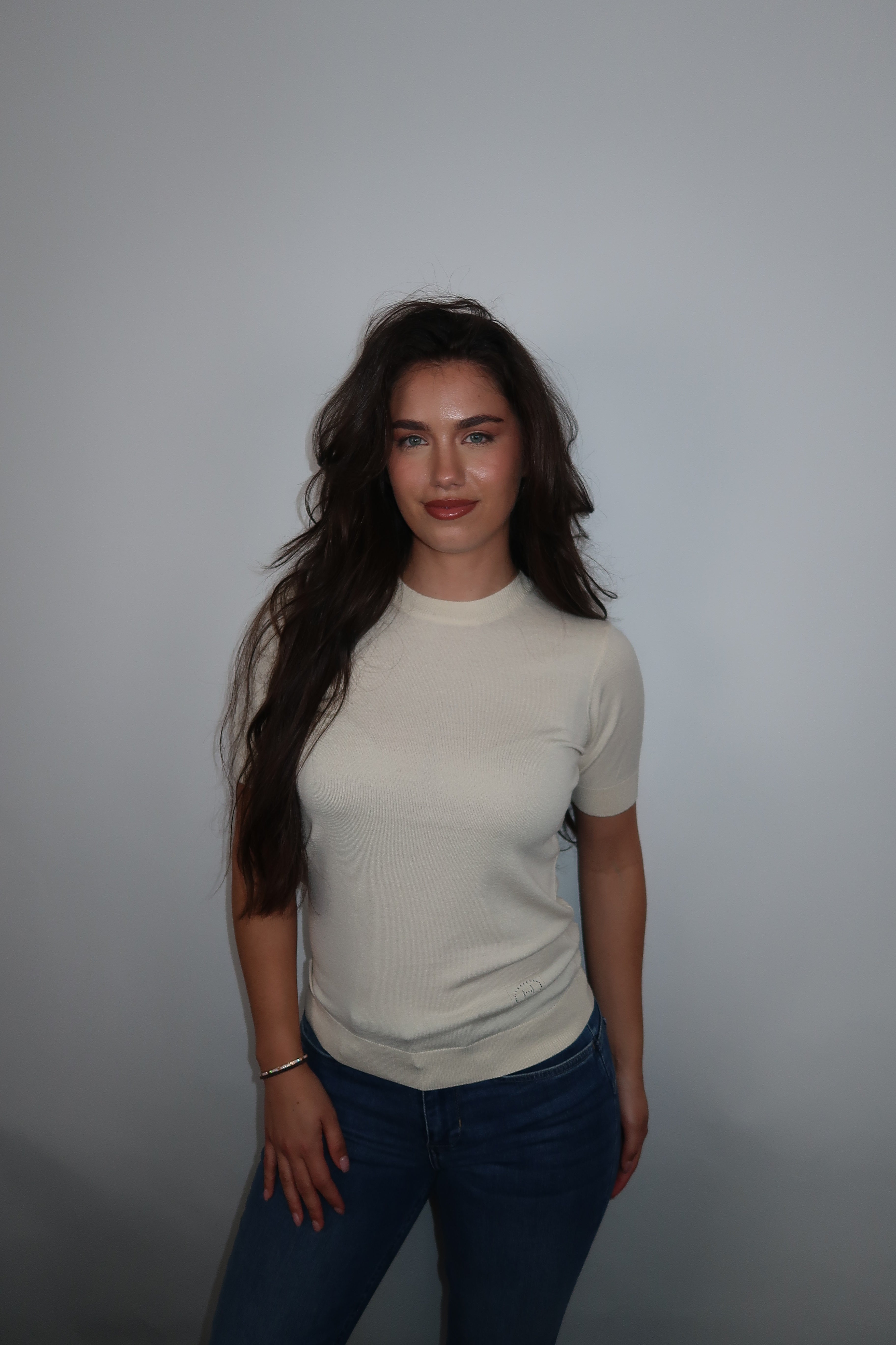 Silvian Heach Knit Sweater Korte Mouw Chalk