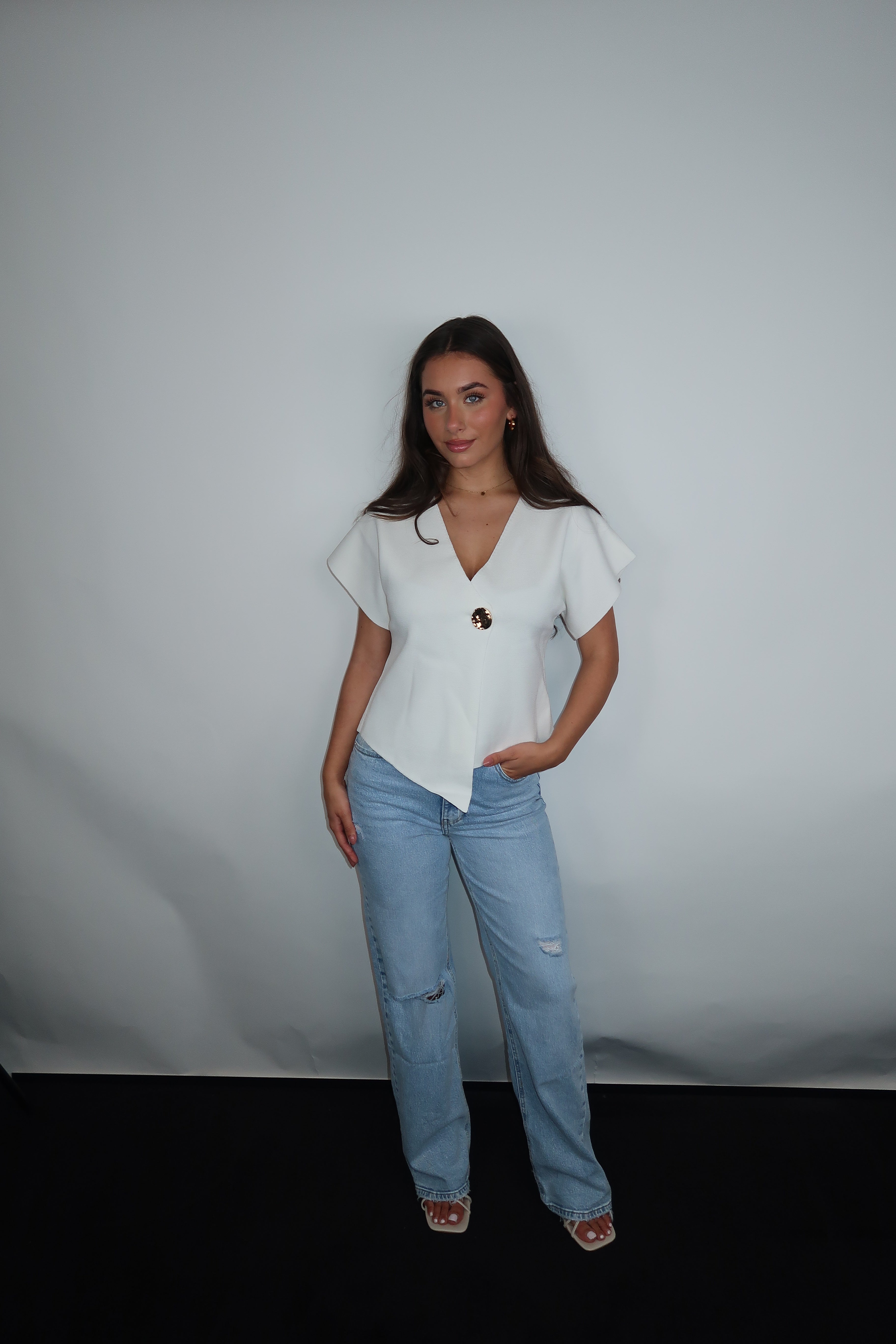 Gabriella Knitted Top White
