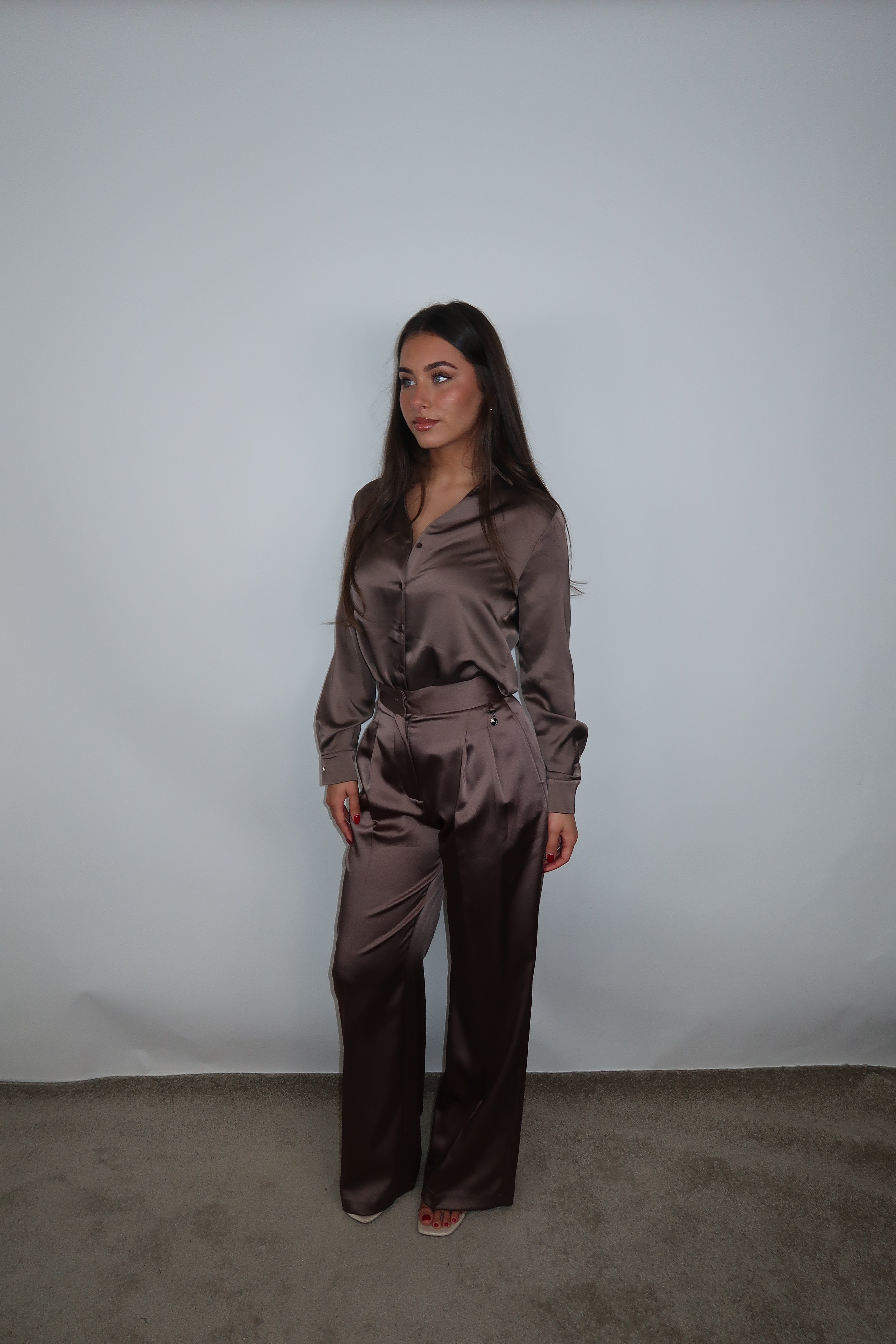 Artigli  Satijnen Blouse Taupe