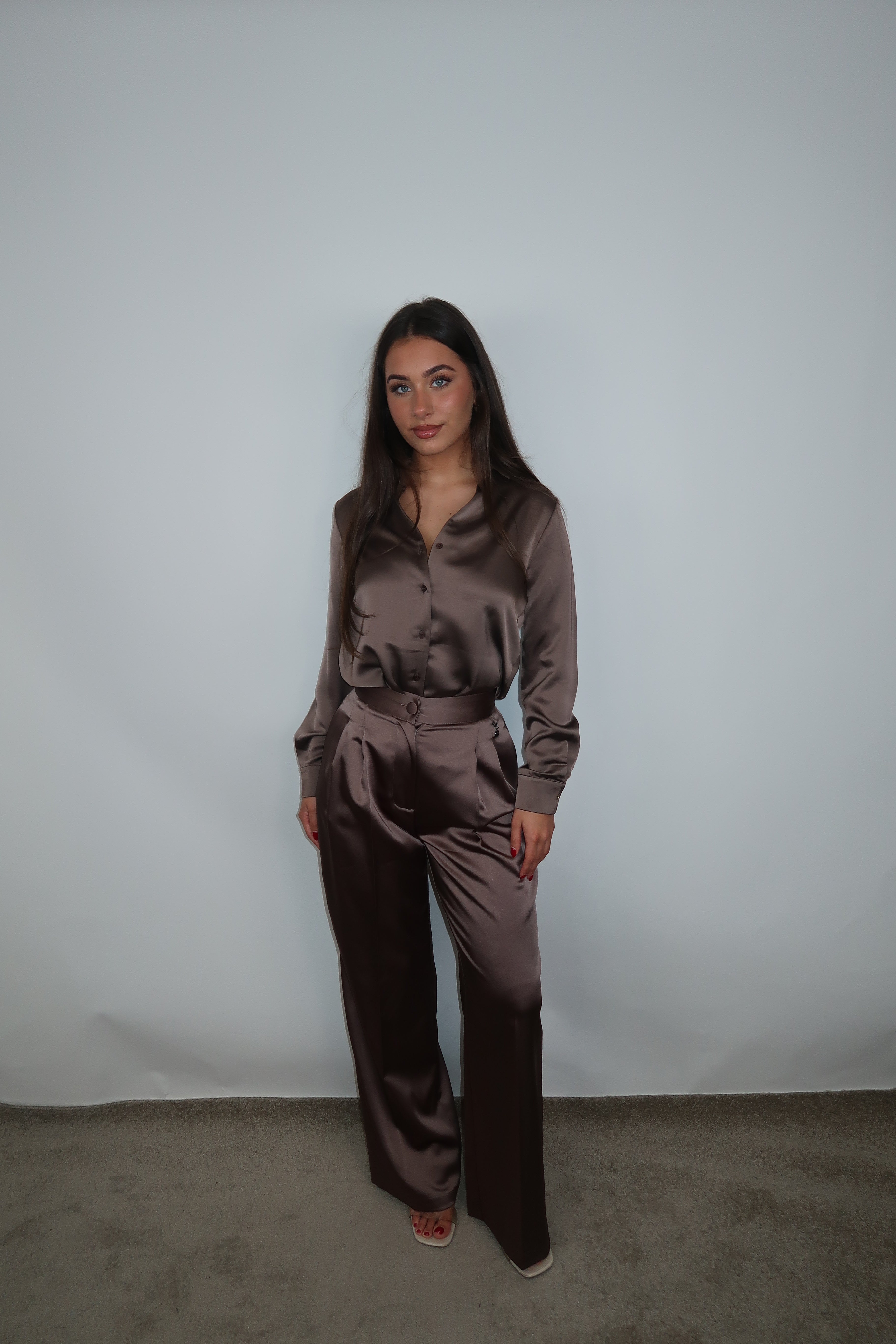 Artigli  Satijnen Blouse Taupe