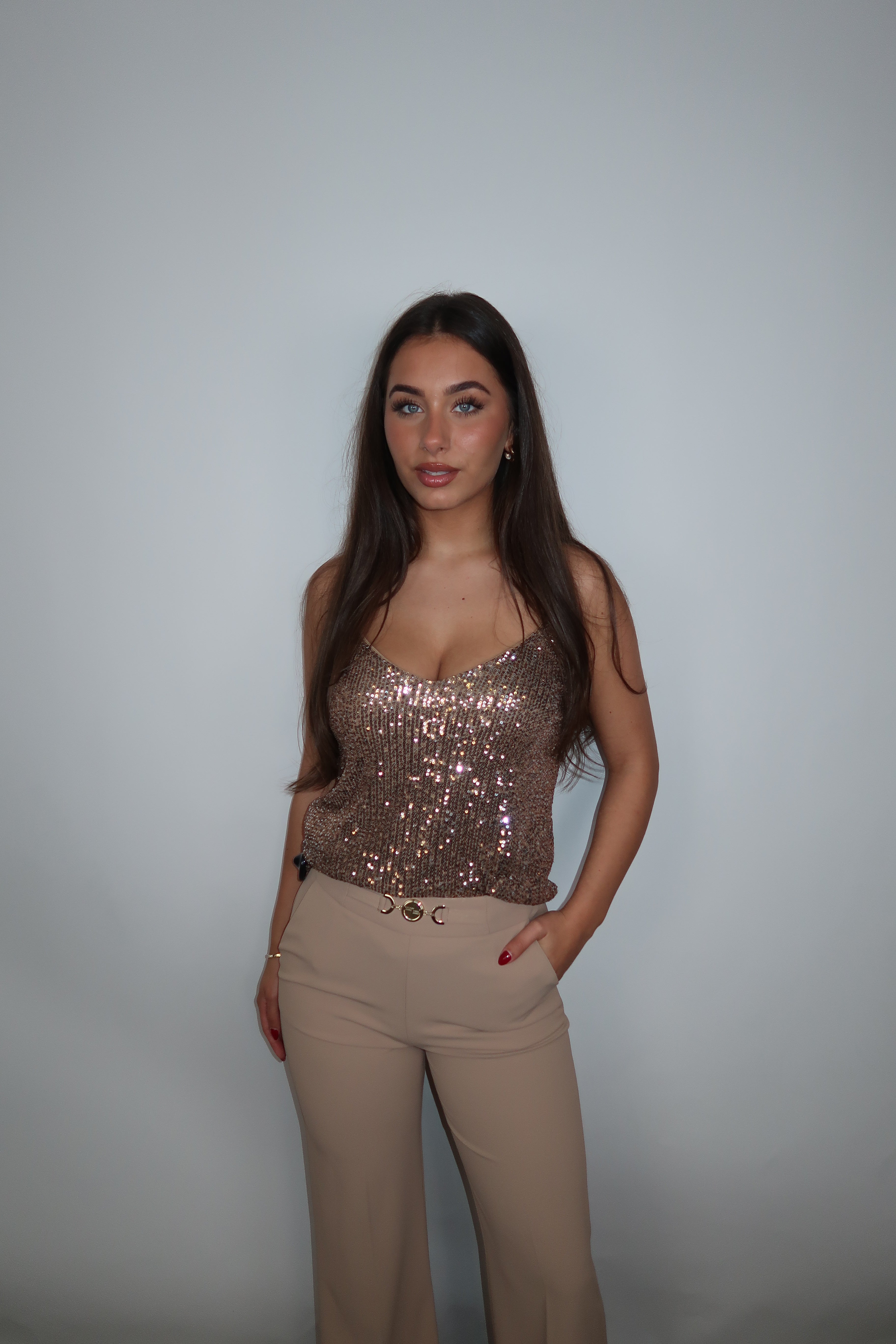 Artigli Top met Pailletten in Bronze