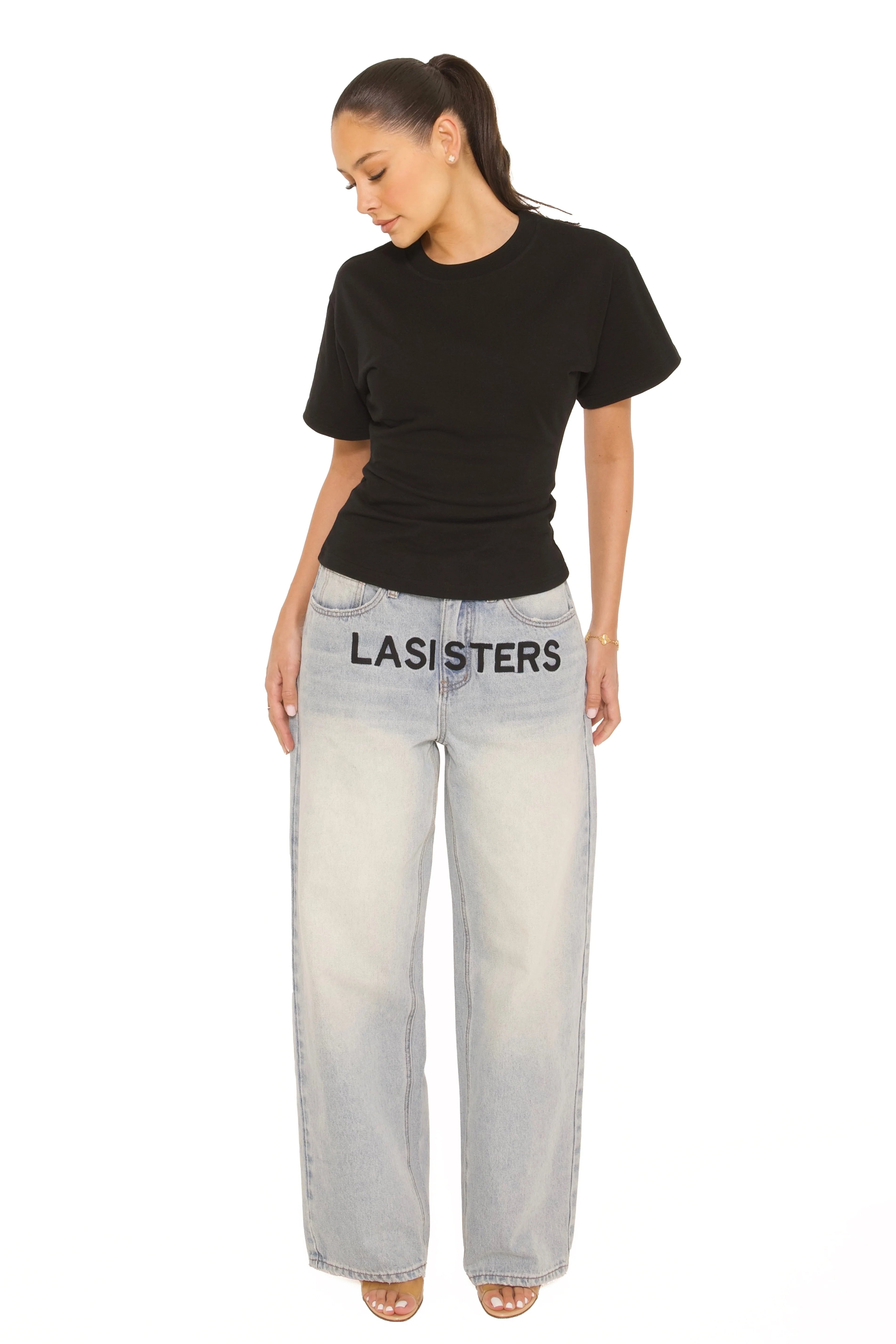 LA Sisters EMBROIDERED SIGNATURE JEANS LIGHT BLUE