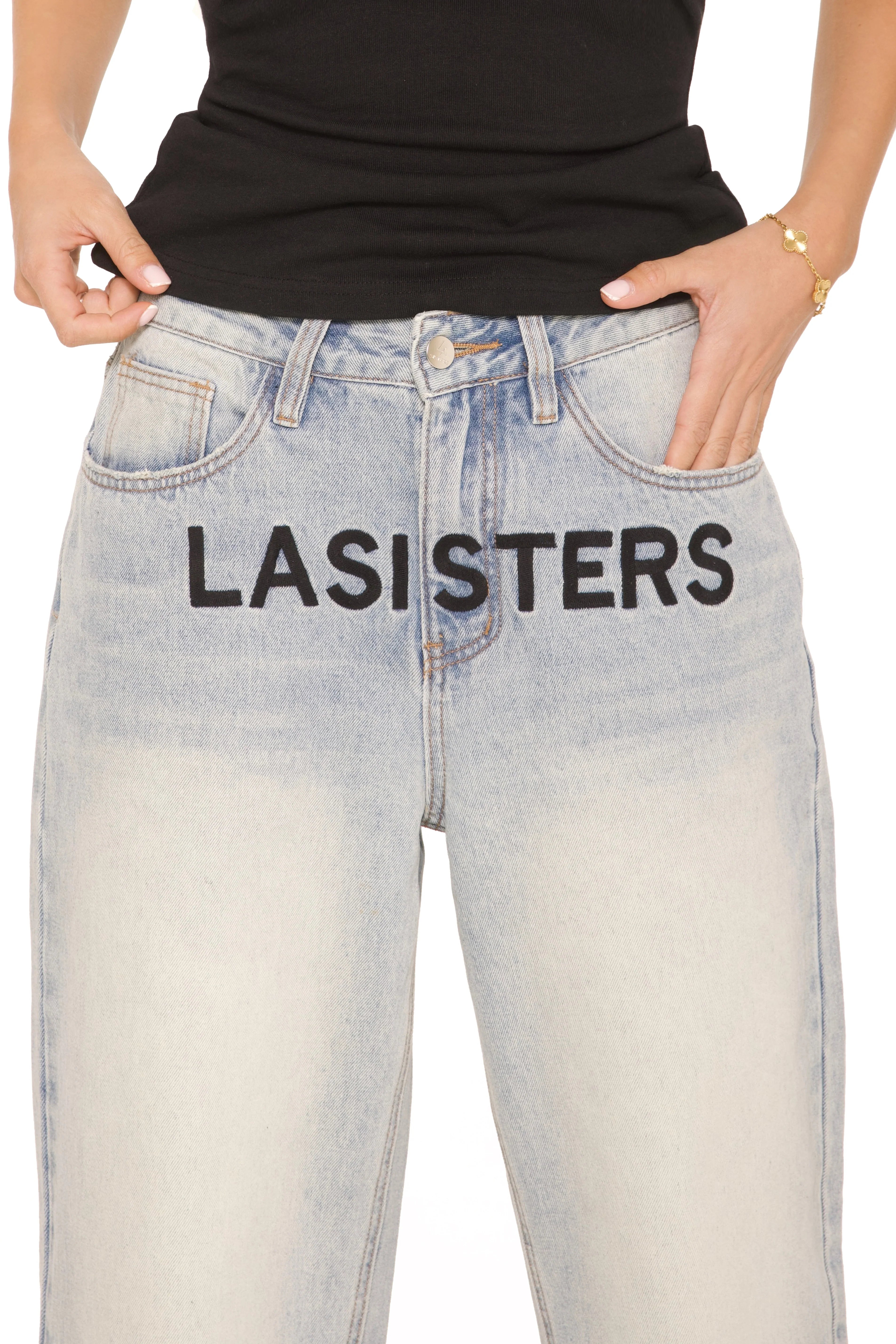 LA Sisters EMBROIDERED SIGNATURE JEANS LIGHT BLUE