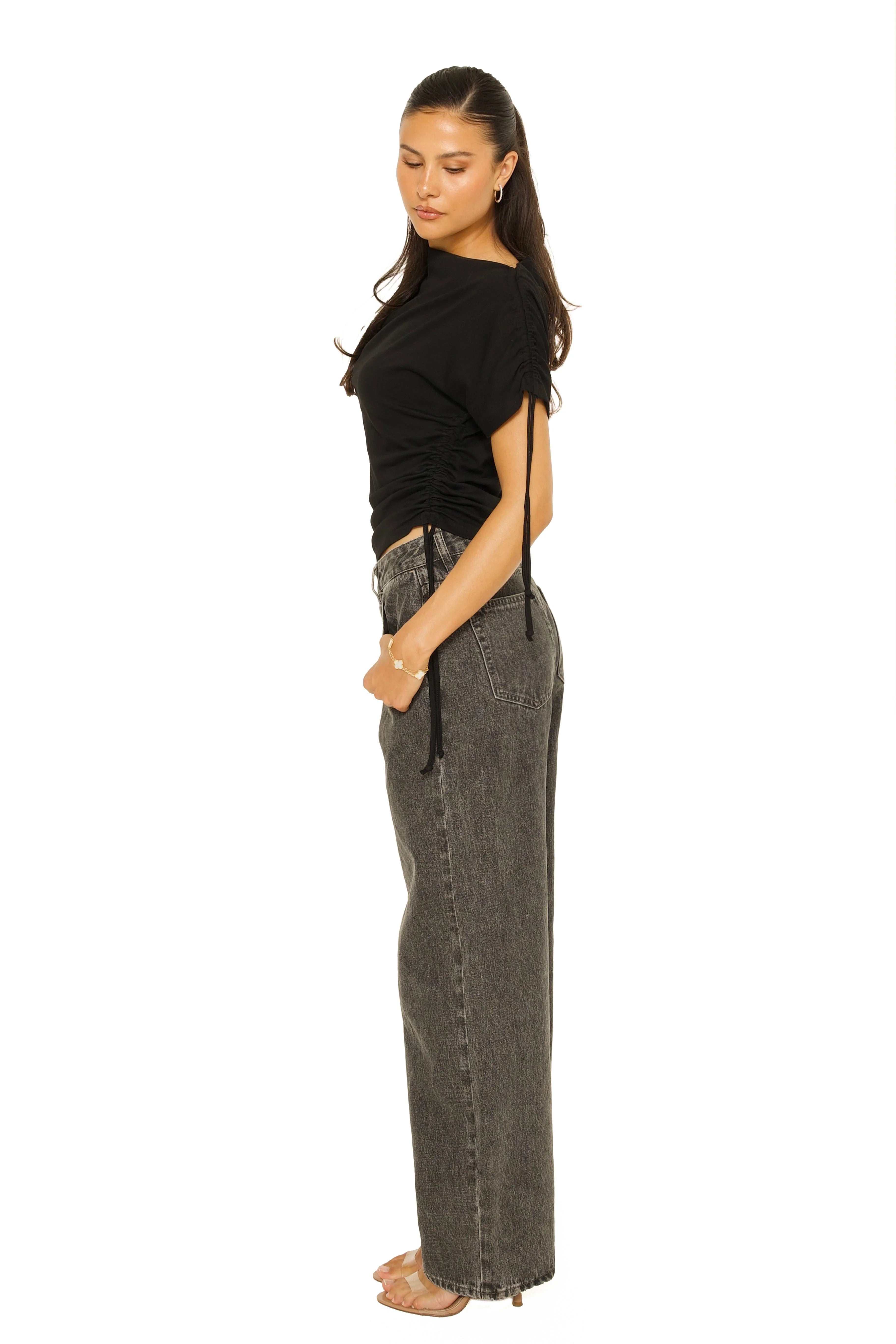 LA Sisters EMBROIDERED SIGNATURE JEANS Grey