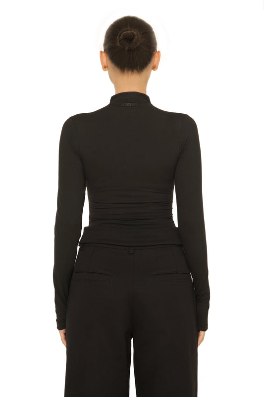 LONG SLEEVE TURTLE NECK TOP BLACK
