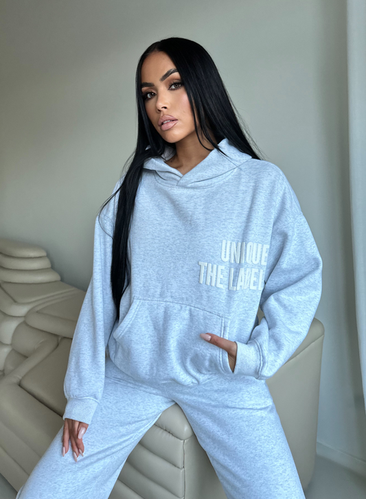 Unique The Label ELYANA PRINT HOODIE - Light Grey