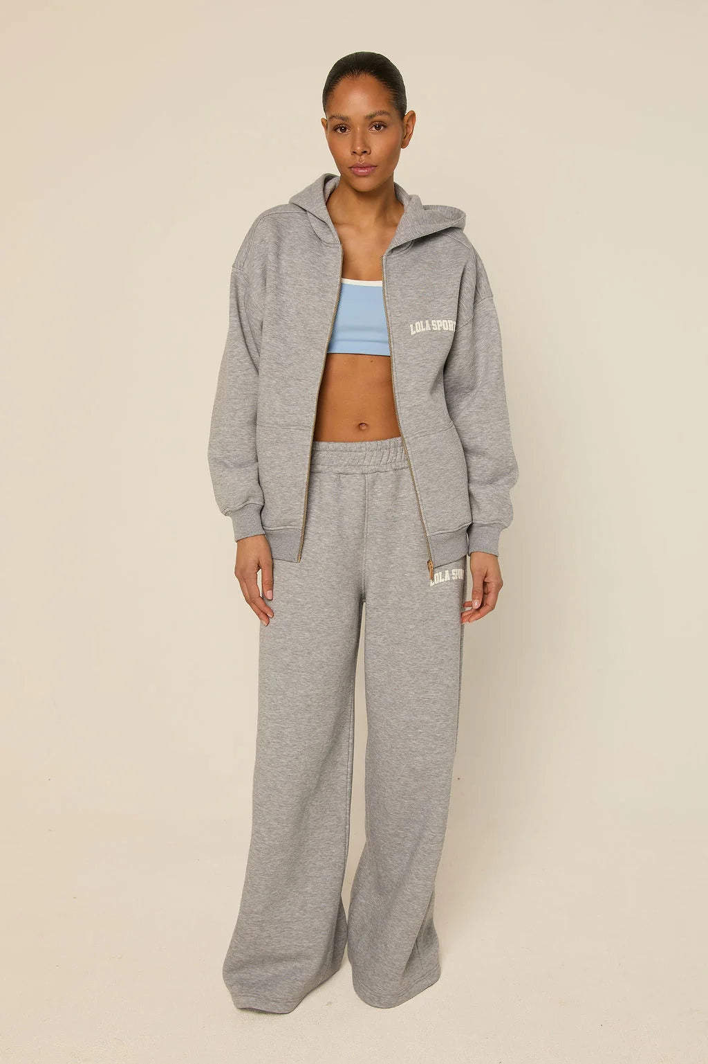The Lola Club Stella Zip Hoodie Grey Melange