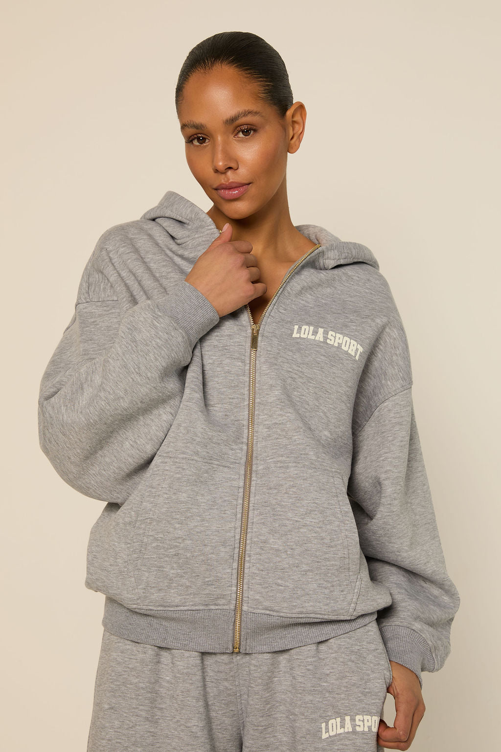 The Lola Club Stella Zip Hoodie Grey Melange