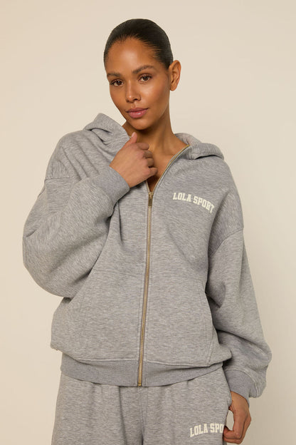 The Lola Club Stella Zip Hoodie Grey Melange