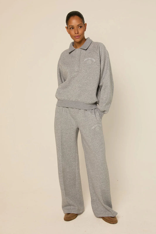 The Lola Club Ebony Polo Sweater | Grey Melange
