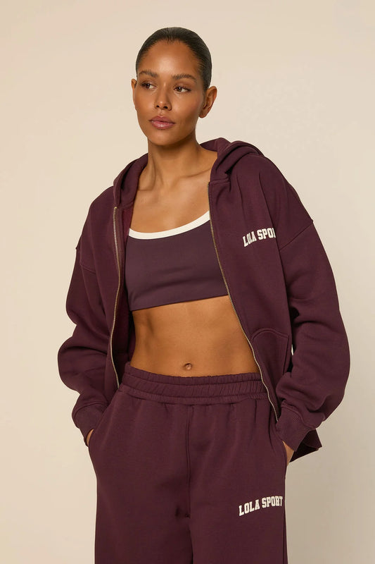 The Lola Club Stella Zip Hoodie Mulberry Wine