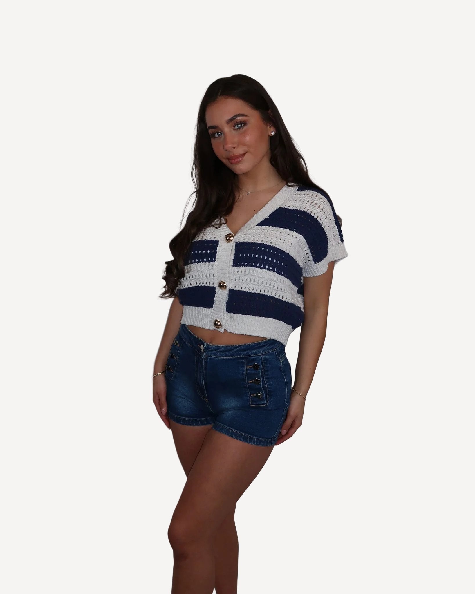 Silvian Heach Navy White Gestreept Vestje